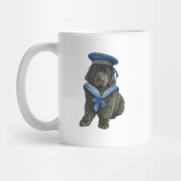 Newfoundland Puppy in blue Sea Scout hat by Prairie Dog Print